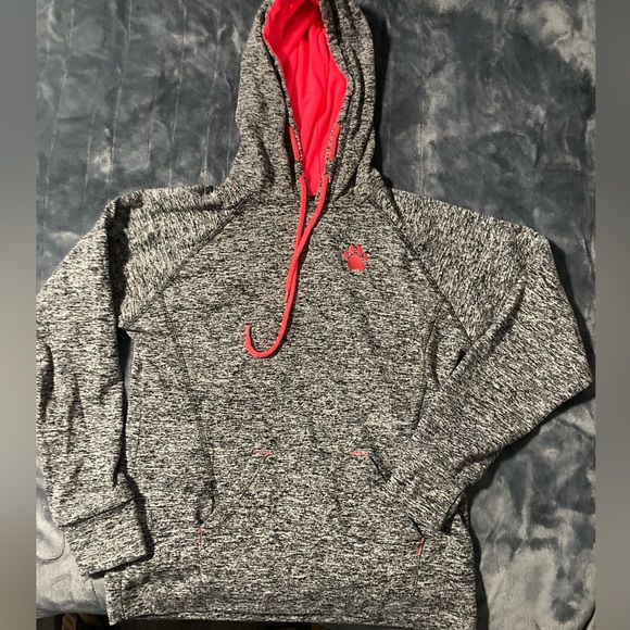 J. America Ladies' Cosmic Poly Contrast Hooded Pullover Sweatshirt Gray Sz M - Picture 5 of 9